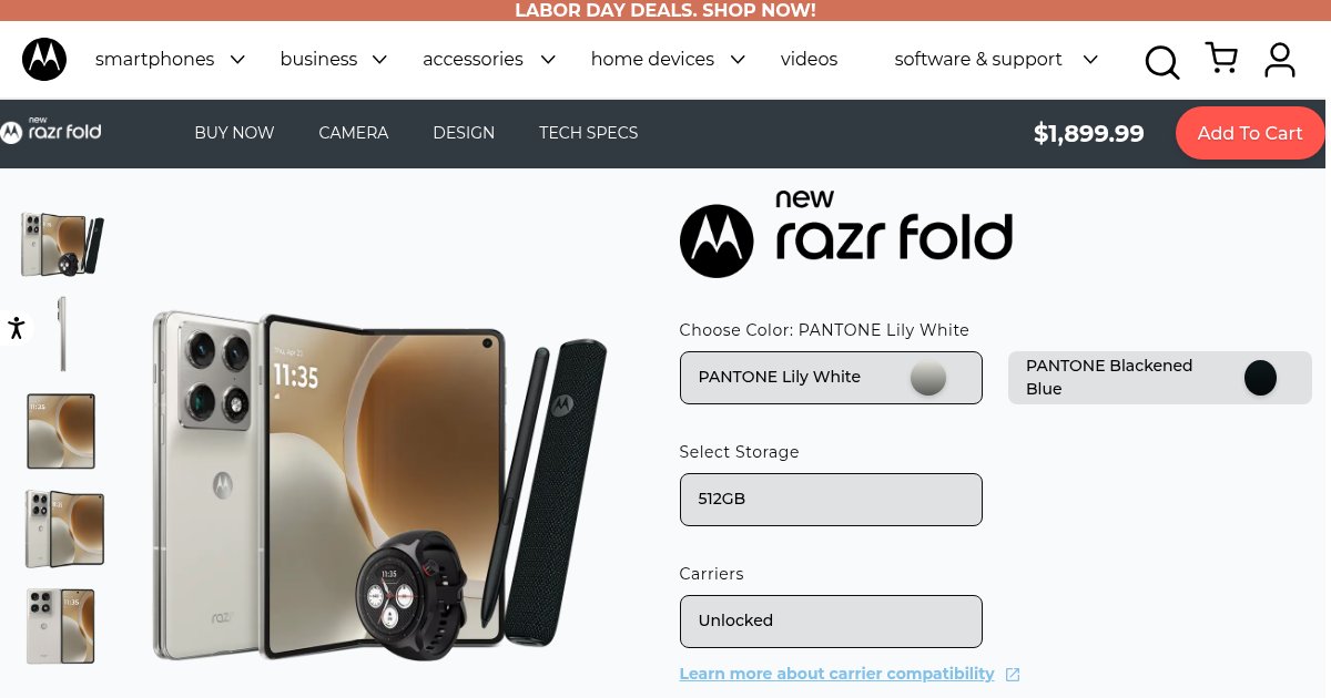 Capture d'écran de Motorola Razr Fold